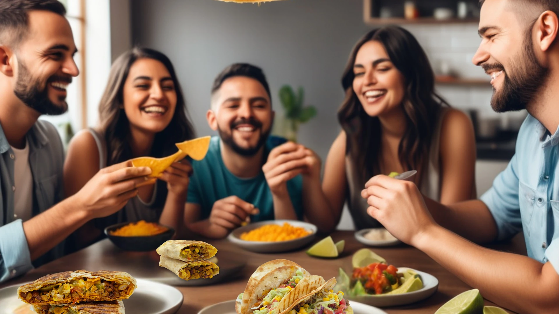 Vrienden genieten samen van tacos en burritos bij ChefyChef