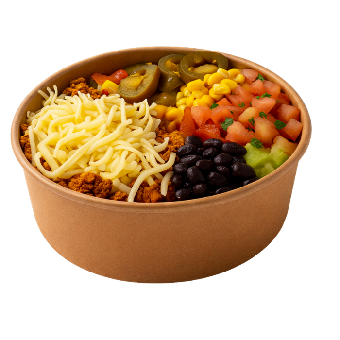 Your Daily Protein bowl met rijst, bonen en pulled beef
