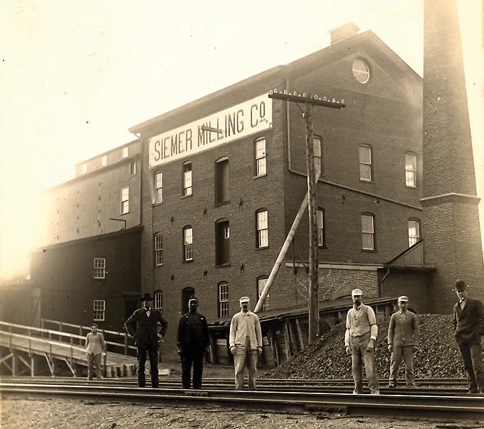 Railroad side of Siemer Milling Company's Teutopolis mill